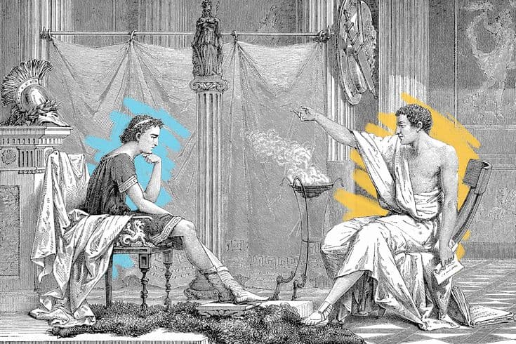 Aristotle teaching in ancient Greece