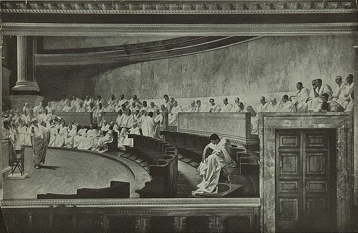Cicero speaking before the Roman Senate