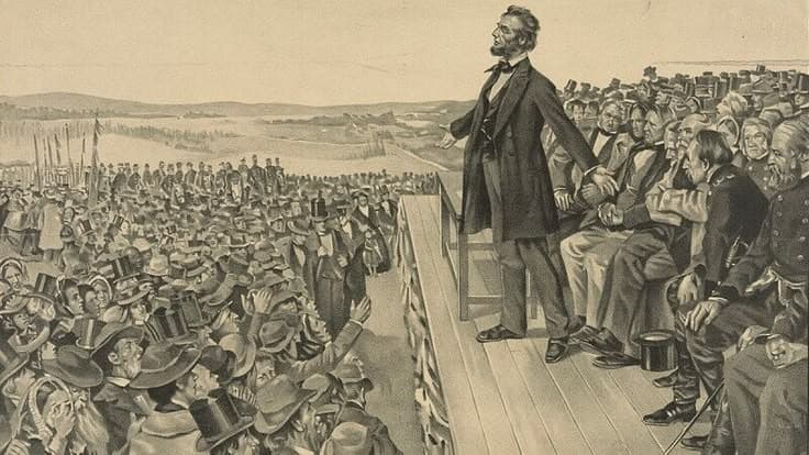 Abraham Lincoln speaking at Gettysburg